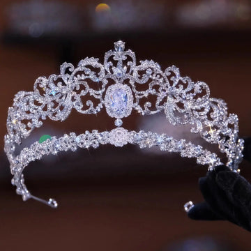 Princess Queen Tiaras and Crowns Rhinestones Zirconia Headband For Brides Women Diadem Wedding Accessories Bridal Hair Jewelry