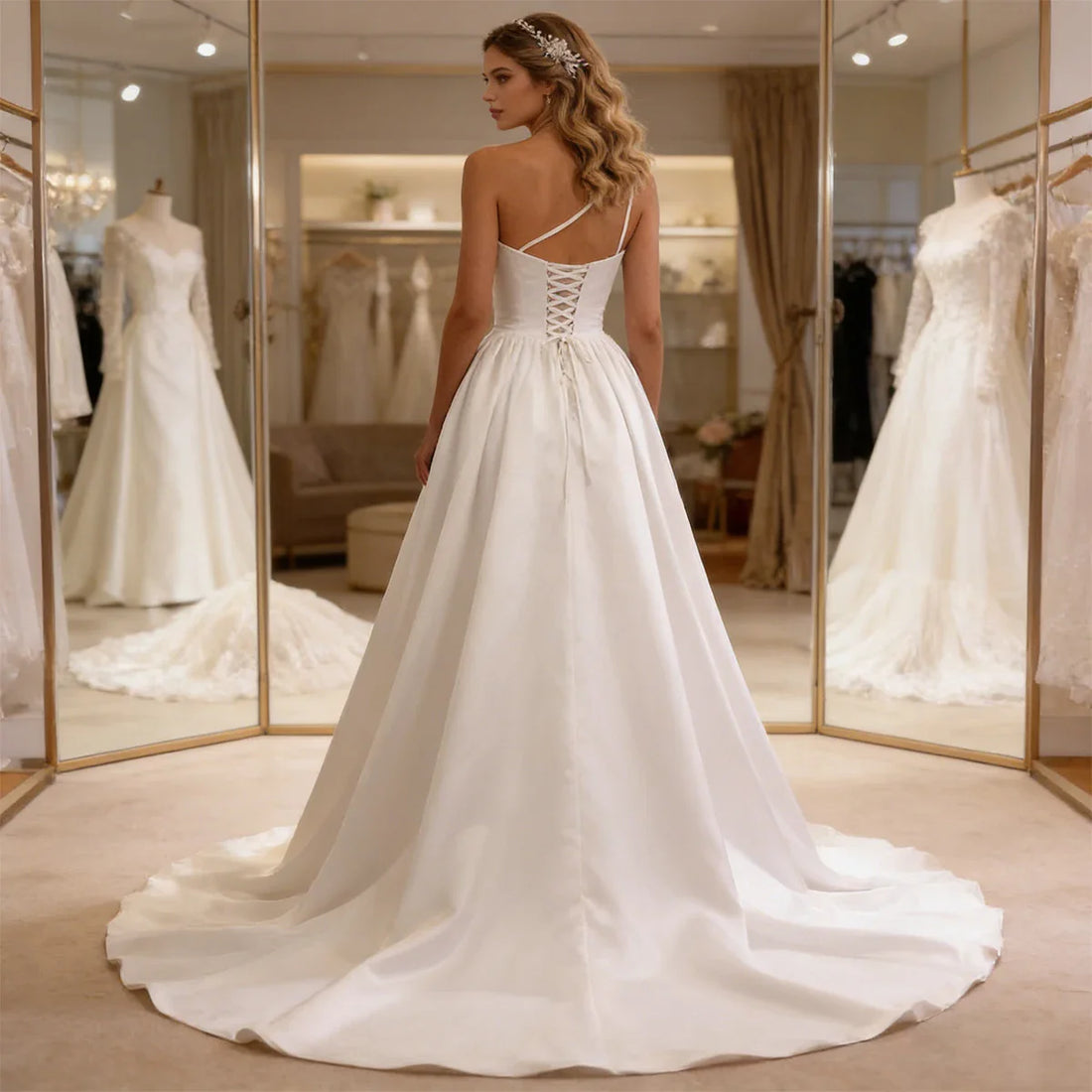 Elegant One Shoulder Mermaid Wedding Dresses With Slit Backless Long Pleated Bridal Party Gown For Women 2026 Vestidos Novia