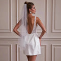 Backless mini satin beach wedding dress sweetheart straps beads sequins garden bride – Pollyanna Events