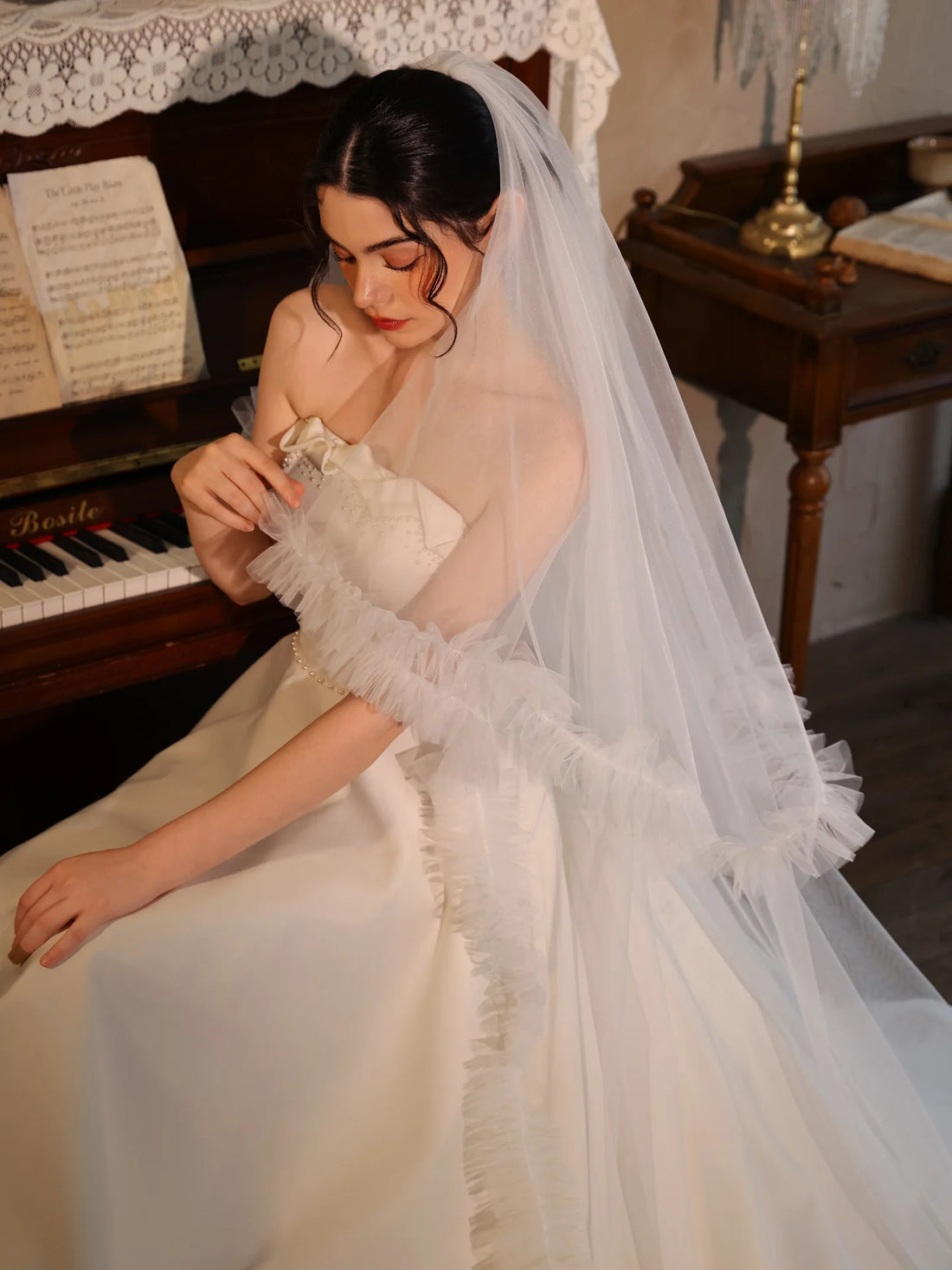 230cm White Bridal Veil Lace Wedding Veils For Brides Evening Dinner Party Dress Women Girl Gifts Hair Accessories Jewelry