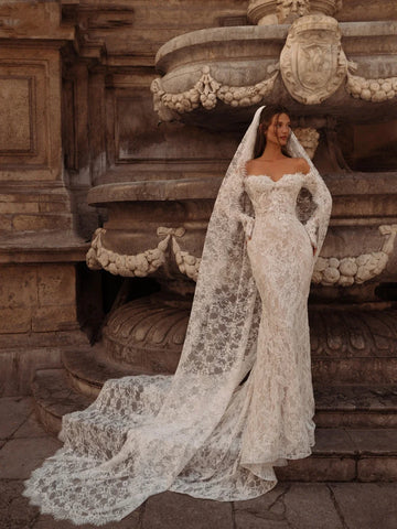 Customized Lace Mermaid Wedding Dress Romantic Sweetheart Neck Bridal Gown Off Shoulder Dresses For Bride Vestido De Noiva