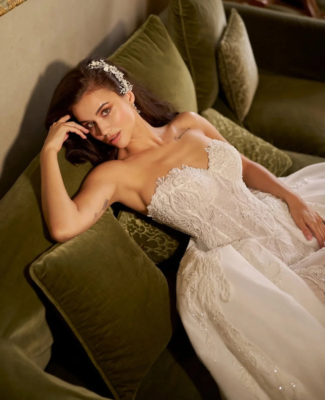 Customized Luxury Wedding Dress,Sweetheart Collar,Sleeveless Mermaid,Detachable trawl Women's Wedding dress Vestidos de novia