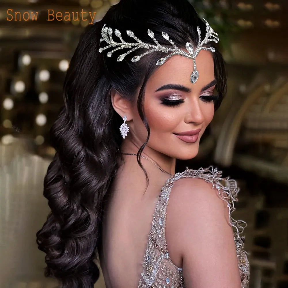 Silver gold rhinestone wedding headband handmade women hairband bridal headpiece pageant headdresses – Pollyanna Events