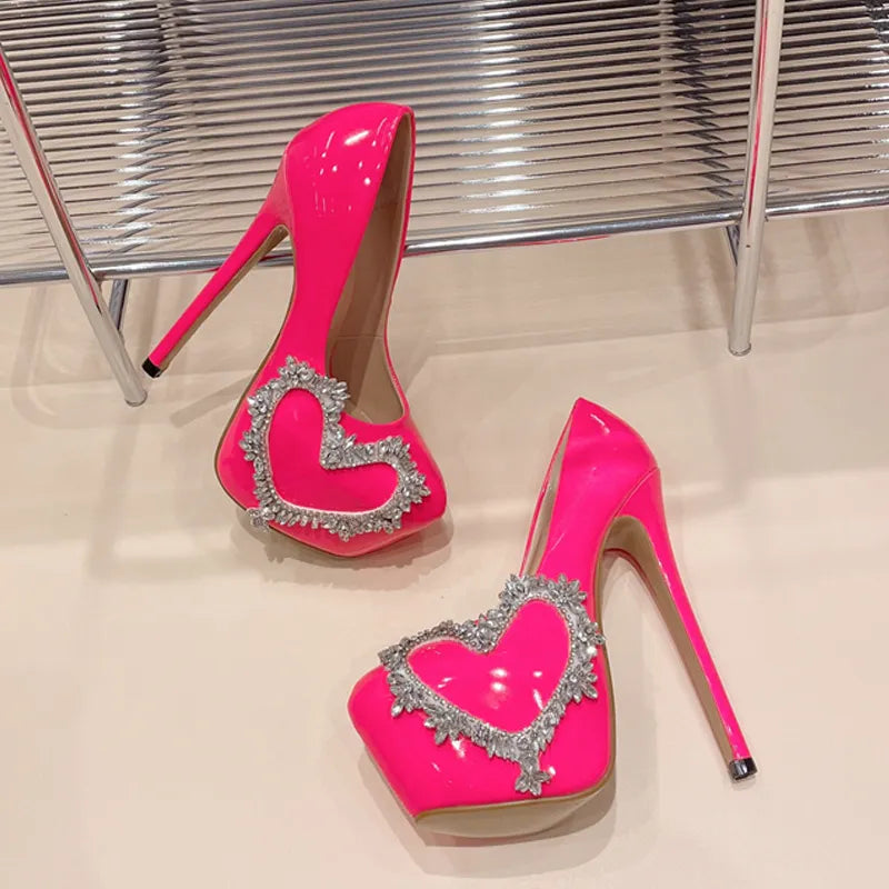 Runway pink round toe crystal platform stiletto spring autumn women pumps wedding stripper shoes – Pollyanna Events