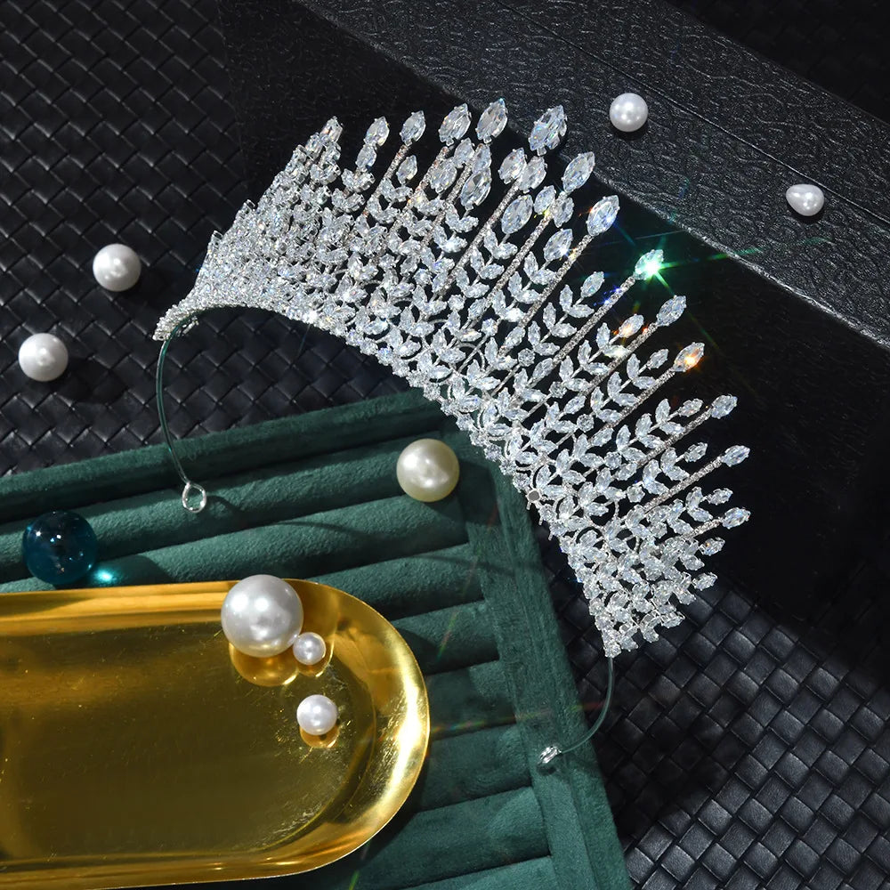 Crystal AAA Zircon Tiaras and Crowns Headband Brides Birthday Gift Prom Pageant Diadem Wedding Accessories Bridal Hair Jewelry