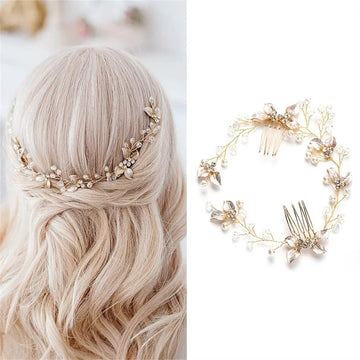 New Crystal Pearl Bridal Tiaras Hairbands Hairpins Bridesmaid Diamante Hair Vine Accessories Wedding hair comb hair band Jewelry