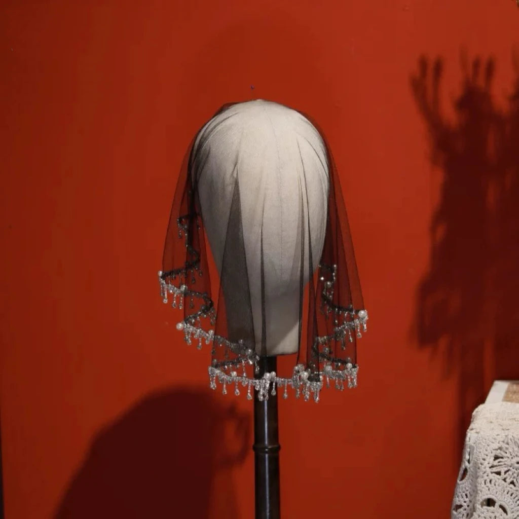 Short Black Bridal Veil White Lace Wedding Veils For Evening Dinner Party Dress Women Gift Hair Accessories Brides Jewelry