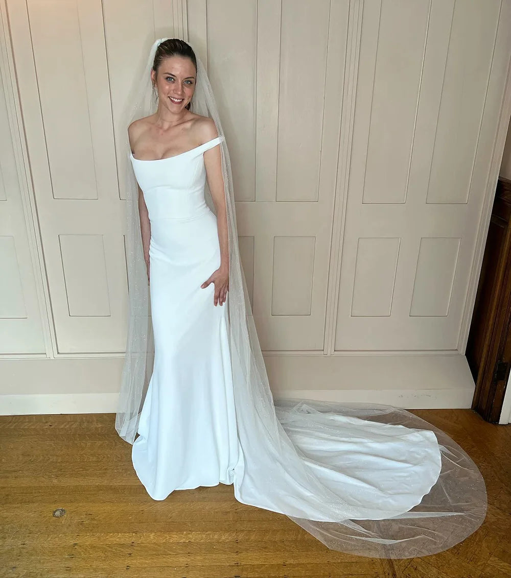 Mermaid Wedding Dresses With Long Train Simple Strapless Civil Brides Dress vestidos de novia Customized Formal Bridal Dress