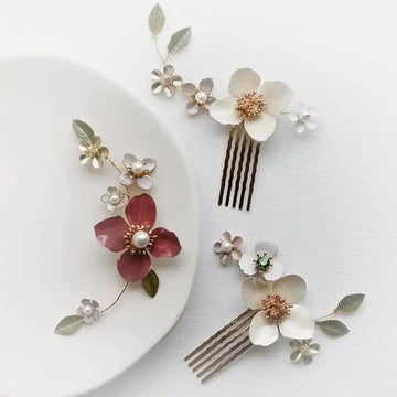Flower Hairpins Pearls Hair Combs Pins Clips Headpieces For Bride Women Bridesmaids Headbands Bridal Jewelry Wedding Accessories