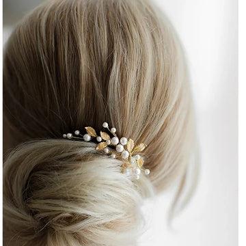 Wedding Accessories Pearl Head Piece Gold Silver Color Hair Pins Clips For Bridesmaids Brides Women Leaf Hairpins Bridal Jewelry
