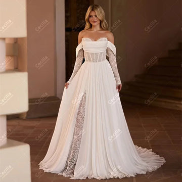 Classic Wedding Dresses A Line Chiffon Bridal Gowns Sweetheart Off The Shoulder Robes Vintage Customized Vestidos De Novia 2026