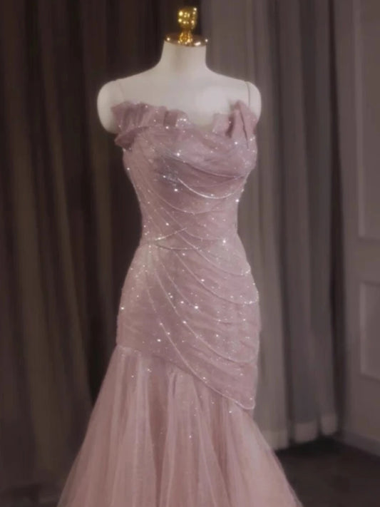 Vestidos de noche de sirena de rosa rosa