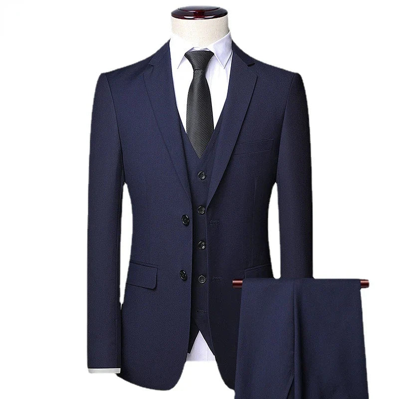 Men wedding suit 3 piece 2 set blazers elegant jackets vest pants luxury business formal Korean – Pollyanna Events