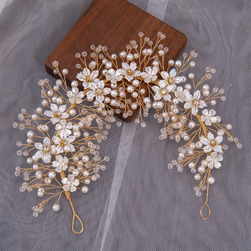 Модні перлині пов'язки з квітами гребінці для волосся шпильки кліпи з намистинами для волосся дівчата дівчата наречені весільні волосся ювелірні аксесуари