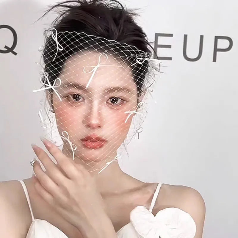 Short Face Bridal Veil Bowknot Wedding Veils For Evening Dinner Party Dress Women Gift Hair Accessories Brides Jewelry