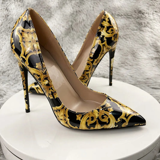 NoEnName_Null Black Graffiti Colorful Women Pumps Sexy Women High Heels Wedding Party Women Shoes Stilettos Accept Customized