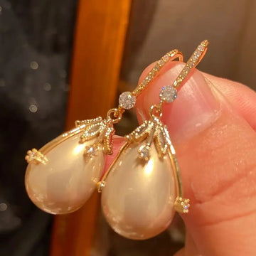 Pearl Zircon Bridal Earrings Cubic Zirconia Gold Color Wedding Earring For Brides Bridesmaids Accessories Women Prom Jewelry