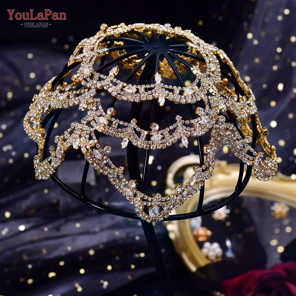 TOPQUEEN HP480 Zircon Wedding Headpiece Big Flower Shape Woman Headdress Bridal Hair Accessories Brides Hair Ornament Headband