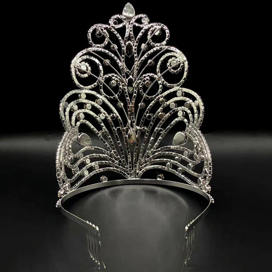 Levery grande altura de Bridal Tiara Crown Beauty Pageant Acessórios de cabelo