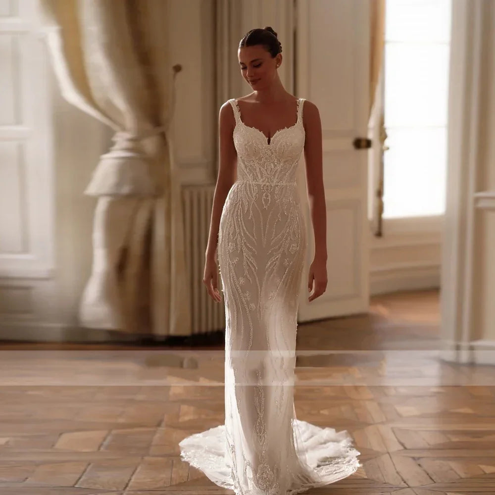 Customized Sexy Mermaid Wedding Dresses Sweetheart Sleeveless Applique Detachable Train Bridal Gown Vestido De Novia