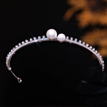 Rhinestones Crystal Tiaras and Crowns Pearl Headband For Brides Women Girl Headpiece Wedding Accessories Bridal Hair Jewelry