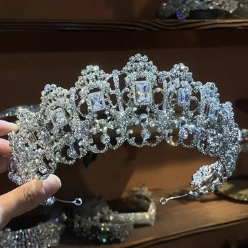 Big Crystal Rhinestones Tiaras and Crowns Zircon Diadem Brides Princess Queen Headband Bridal Jewelry Wedding Hair Accessories