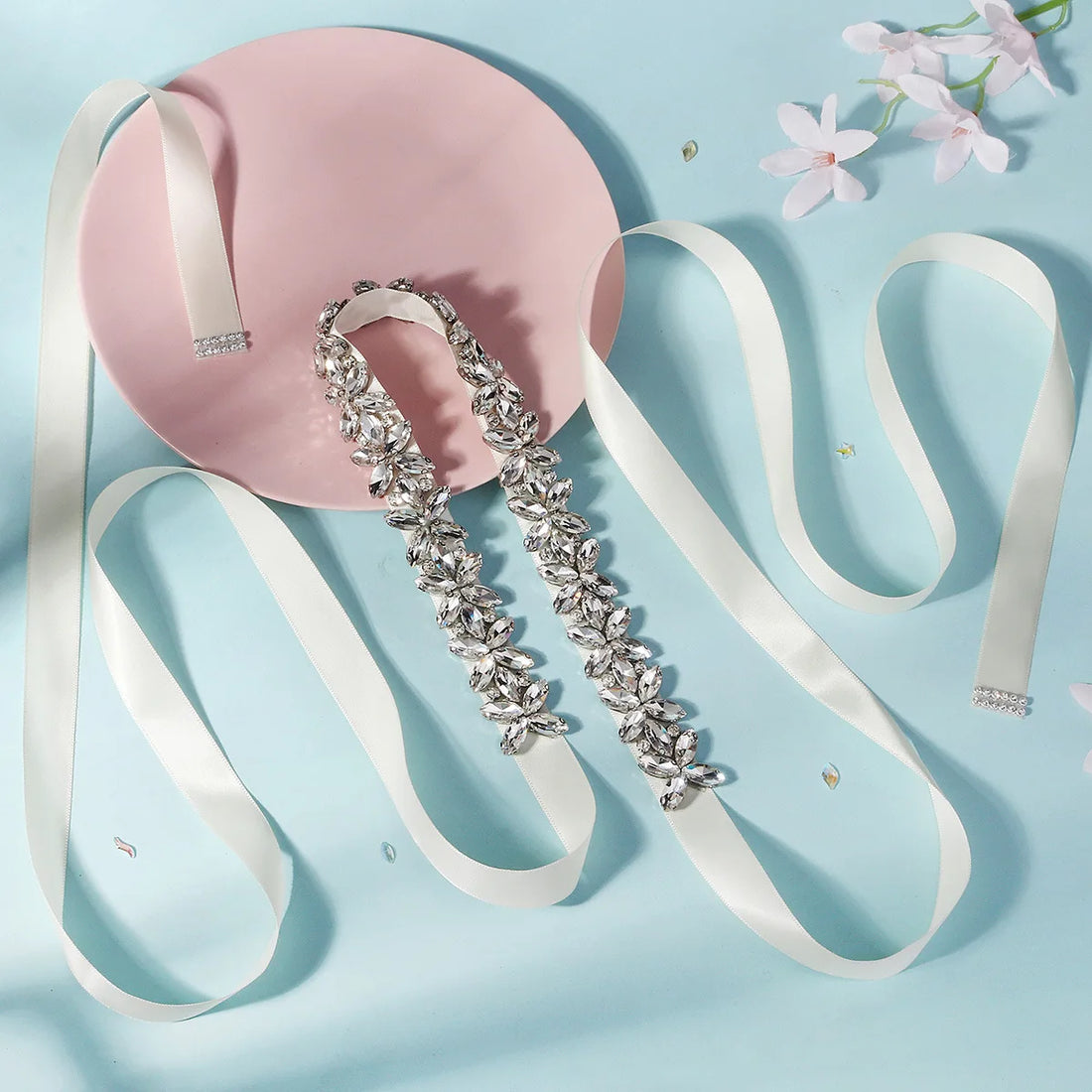 Crystal Rhinestones Wedding Belt Luxury Bridal Belts Sash Ivory Ribbon For Women Party Evening Dress Bride Jewelry