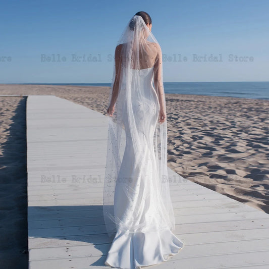 Simple White Wedding Dresses Sweetheart Neck Bridal Gowns Back Zipper Floor Length Front Slit Mermaid Vestidos De Novia 2024
