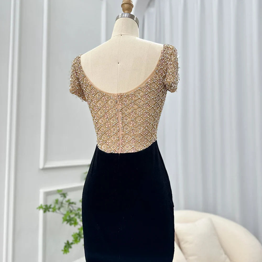 Straight Crystal Ankle Length Party Gowns - Evening Dress Arabic Dubai