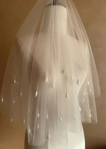 Short Pearl Beads Bridal Veil White Wedding Veils For Evening Dinner Party Dress Women Gift Hair Accessories Brides Jewelry