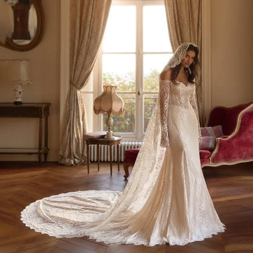 Modern Sweetheart Full Lace Mermaid Wedding Dresses Custom Made Sleeves Bridal Grown 2026 Vestido De Noival