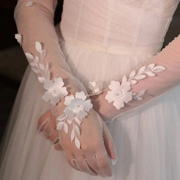 Short Bridal Gloves Flower Wedding Glove For Women Girl Party Evening Dress Jewelry Brides Accessories