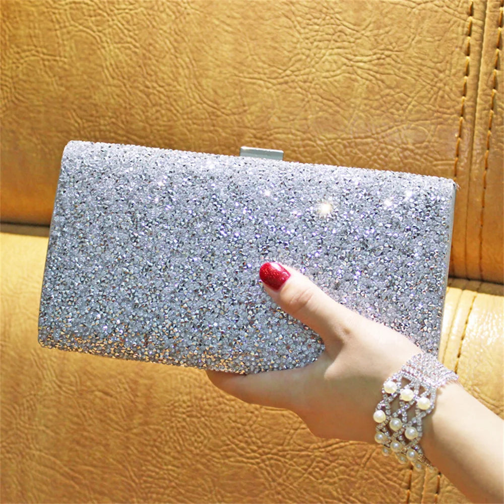 Diamond Women Luxury Clutch Evening Bag Shiny Crystal Wedding Party Handbag Lady Chain Shoulder Crossbody Bag Phone Purse Wallet