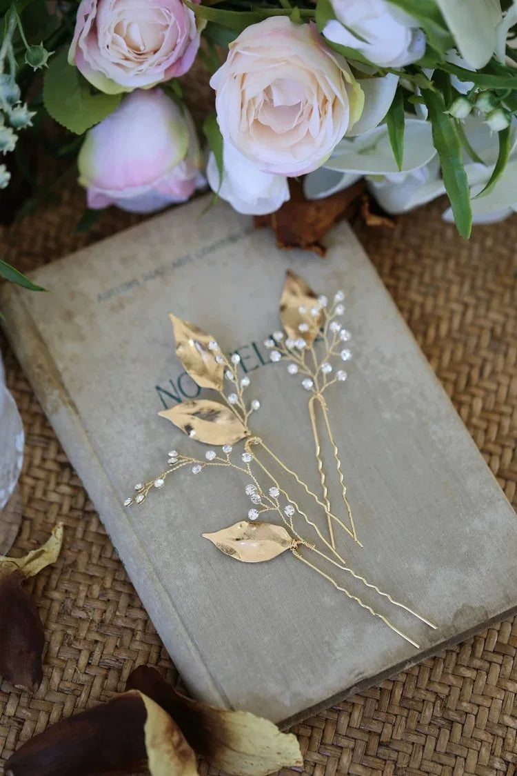 Wedding Accessories Gold Color Hair Pin Clip Rhinestones Crystal Head Piece For Bride Bridesmaids Hairpin Bridal Jewelry