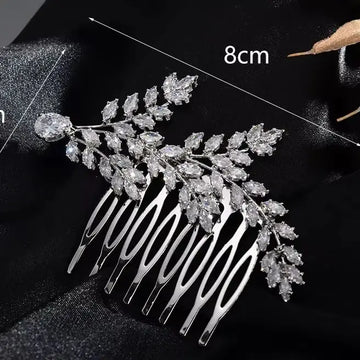 Wedding Accessories Crystal Zircon Hair Comb Pin Clip Leaf Hairpin For Brides Bridesmaids Women Head Pieces Bridal Jewelry