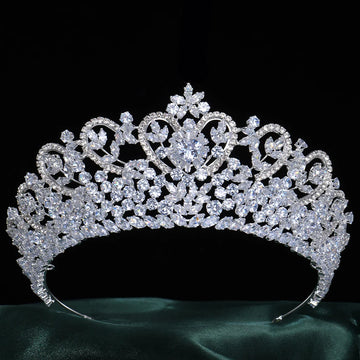 Princess Queen Crystal Zirconia Tiaras and Crowns Zircon Headband For Brides Headpiece Wedding Accessories Bridal Hair Jewelry