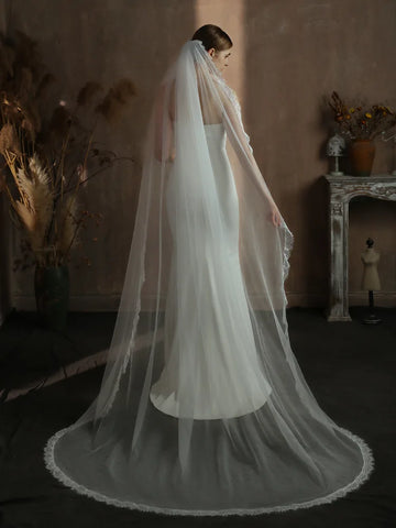 White Bridal Veil Long Lace Wedding Veils For Brides Evening Dinner Party Dress Women Girl Gifts Hair Accessories Jewelry
