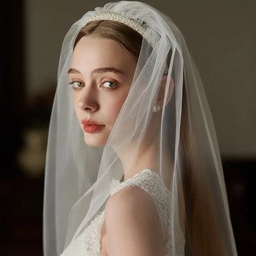 Pearls Headbands Headpieces Lace Veil Headdress Bride Women Girl Birthday Gift Hairbands Wedding Hair Accessories Bridal Jewelry