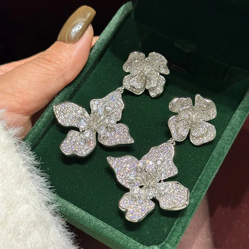 High Quality AAA Zircon Bridal Earrings Flower CZ Cubic Zirconia Wedding Earring Brides Women Accessories Birthday Gifts Jewelry