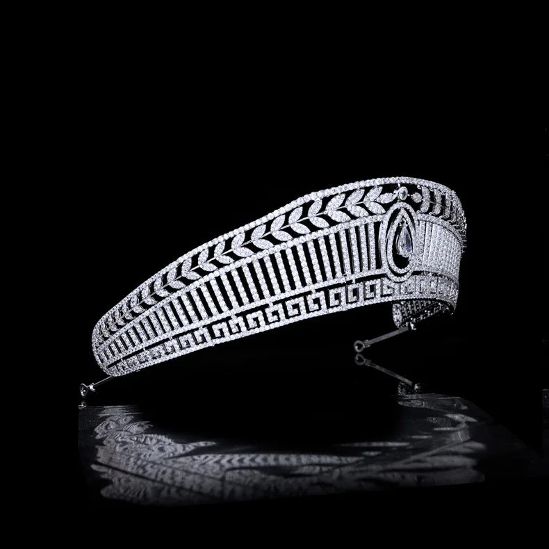 Wedding Hair Accessories CZ Zirconia Tiaras and Crowns Zircon Princess Queen Headpieces For Bride Leaf Heabband Bridal Jewelry