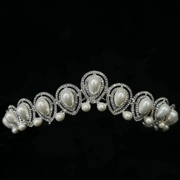 Crystal Pearl Tiaras and Crowns Rhinestones Diadem Bride Women Princess Queen Headband Bridal Hair Jewelry Wedding Accessories