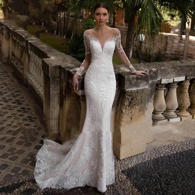 Exquisite Detachable Train 2 In 1 Mermaid Wedding Dresses Backless Embroidered Lace V-neck Bride Gowns Vestido De Novias Custom