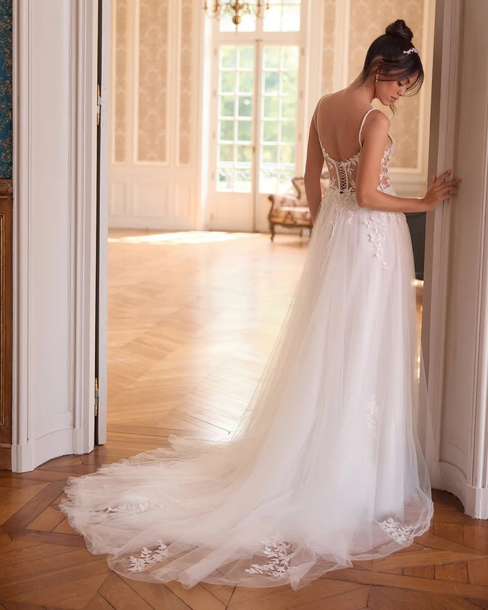 Luxury Lace Appliques Wedding Dresseses Women's A-Line Sexy High Split Boho Bridal Gowns Brides Wedding Party Dress Customized