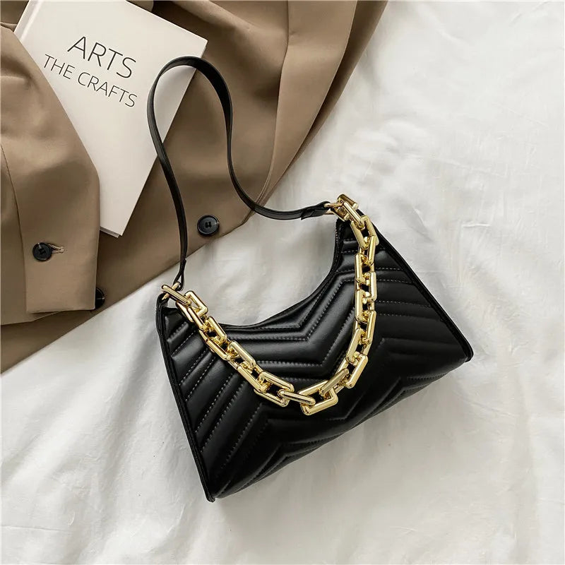 Hand-carried Women's Bag Bridal Bag Women's Fashion Korean Version Rhombus Armpit Bag Chain Handbag Shoulder Bag Satchel
