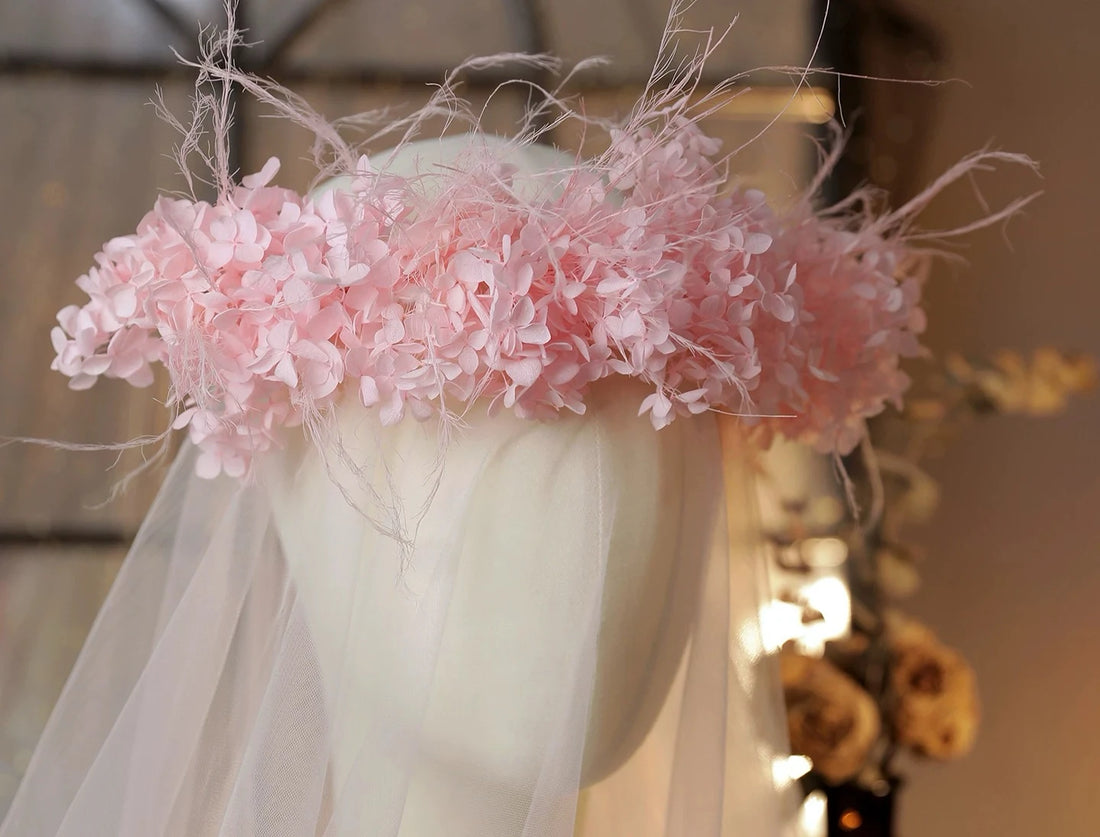 Wedding Hair Accessories Flower Headband Hairband Pink Ivory Headpiece Bride Bridesmaids Women Headwear Headdress Bridal Jewelry