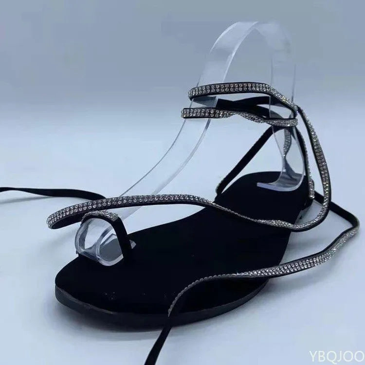 Flat open toe crystal flip flops women summer casual dress party beach sandals female shoes – Pollyanna Events