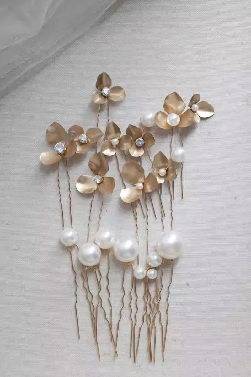 Wedding Accessories Flower Head Pieces Vintage Gold Silver Color Hair Pins Clips For Brides Bridesmaids Hairpins Bridal Jewelry