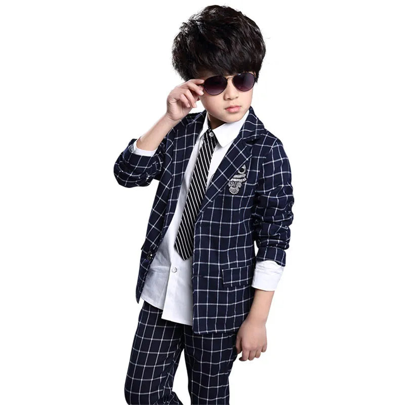 Garoto formal Suits Inglaterra Plaid Boy Coat Pant 2pcs Gentleman Boys Party Use Terno Infantil para Casamentos Costume Garcon Mariage