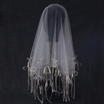 Short Bridal Veil Bowknot Flower Wedding Veils For Evening Dinner Party Dress Women Gift Hair Accessories Brides Jewelry