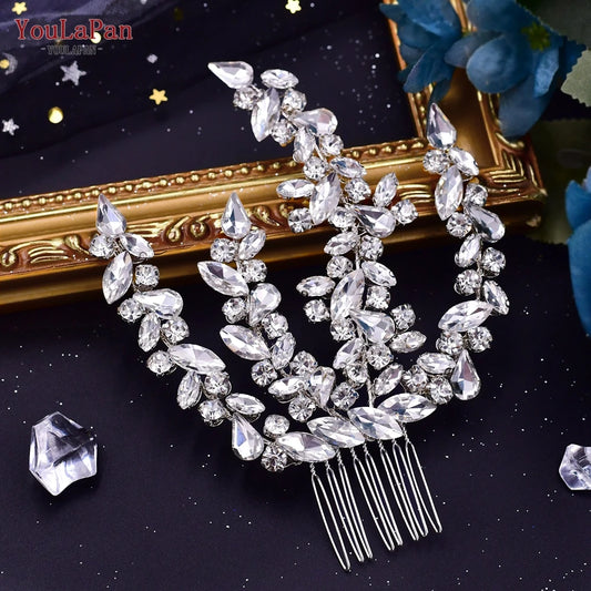 Youlapan Hp489 Gelin tarak başlık düğün başı mücevher gelin saç aksesuarı zarif kristal kadın headdress